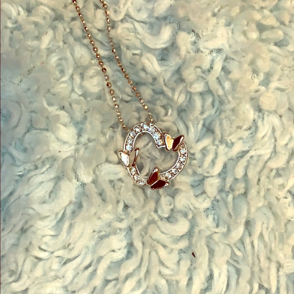Heart with butterflies charm necklace